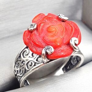 Rose Flower Coral Ring